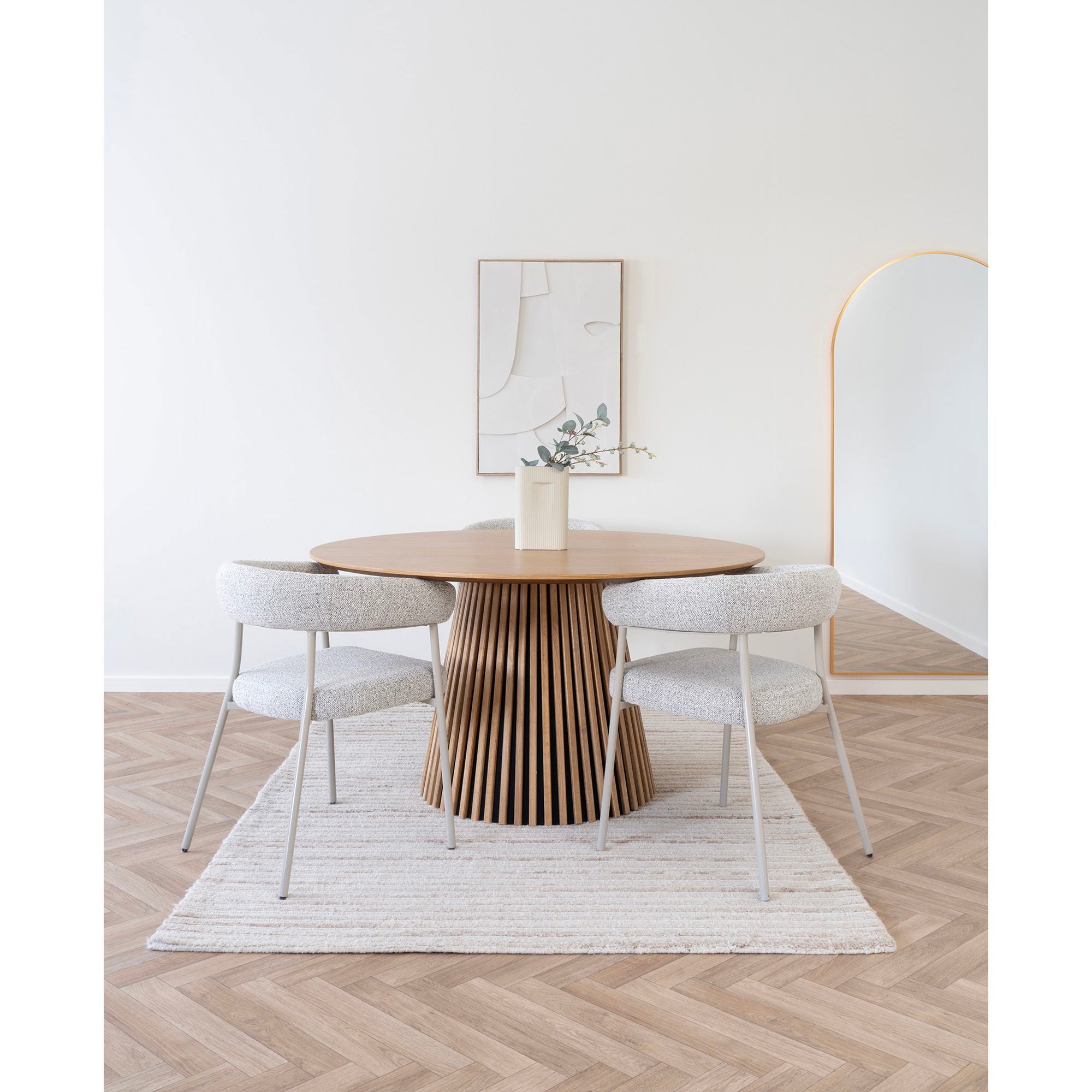 Trivio Dining Chair - Dining chair, bouclé, sand with grey legs, HN1284